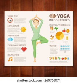 Healthy Lifestyle infographic on wood background