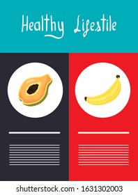 healthy lifestyle lettering with icons vector illustration design