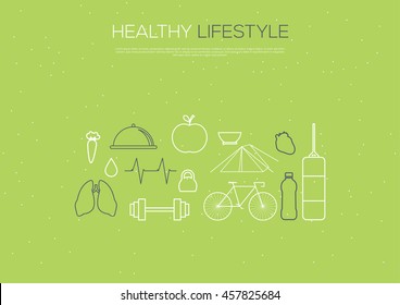 Healthy lifestyle Line Art Vector illustration 