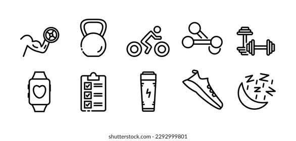 Healthy lifestyle. Line icon, black, sports lifestyle. Vector icons.