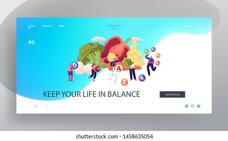 Healthy Lifestyle, Organic Food Choice Website Landing Page. Fruits, Vegetables, Cheese and Eggs as Source of Health, Vitamins in Products Concept Web Page. Cartoon Flat Vector Illustration, Banner