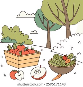 Healthy lifestyle and organic food concept with fresh fruits and veggies