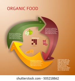 Healthy lifestyle & organic food concept, infographic style on gray background. Vector illustration eps 10. Good food for healthy life - vegetable & fruit & juice - fitness menu