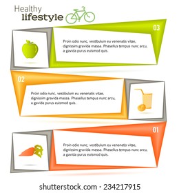 Healthy lifestyle and organic food icons over background on infographics. Vector illustration eps 10 for cover page magezine or web banner, flyer layout 