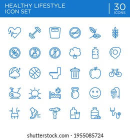 Healthy lifestyle outlined icon set. Perfect for design element of healthcare program, vegan, and diet icon collection. 