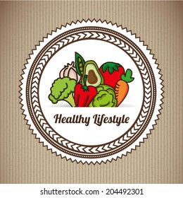 healthy lifestyle over brown background vector illustration