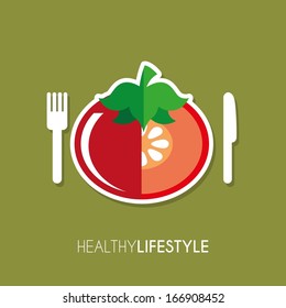 healthy lifestyle over green background vector illustration