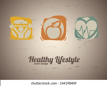 healthy lifestyle over vintage background vector illustration