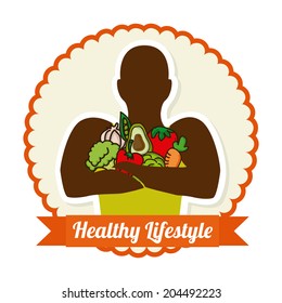 healthy lifestyle over white background vector illustration