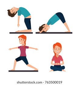 healthy lifestyle people doing yoga design