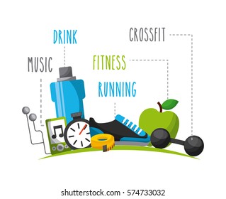 healthy lifestyle related icons over white background. colorful design. vector illustration