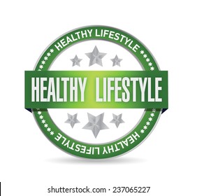 healthy lifestyle seal illustration design over a white background