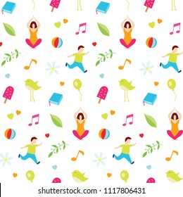 Healthy lifestyle seamless pattern