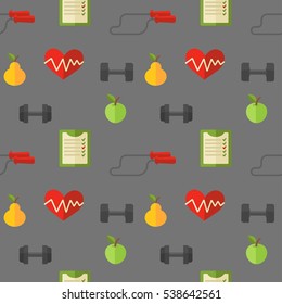 Healthy lifestyle seamless pattern. Vector wellness concept flat pattern.
