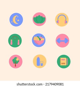 Healthy lifestyle, self care healthy habits, flat style vector illustration