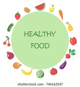 A healthy lifestyle. A set of healthy food. Diet for life. Vector illustration.