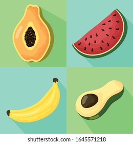 healthy lifestyle set of fruits vector illustration design
