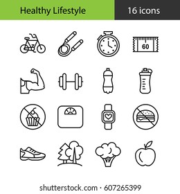 Healthy lifestyle. Set of icons