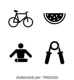 Healthy Lifestyle. Simple Related Vector Icons Set for Video, Mobile Apps, Web Sites, Print Projects and Your Design. Black Flat Illustration on White Background.