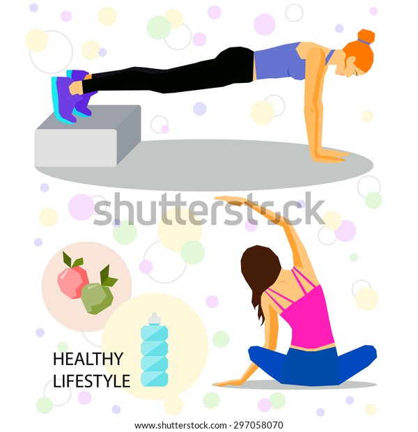 Healthy Lifestyle Sport Theme Exercises Practice Stock Vector (Royalty