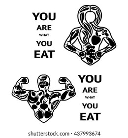 Healthy lifestyle. Sports nutrition. Athlete food, healthy people. Diet, protein food. Sport, bodybuilder. You ere what you eat.