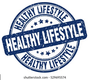 healthy lifestyle. stamp. blue round grunge vintage healthy lifestyle sign