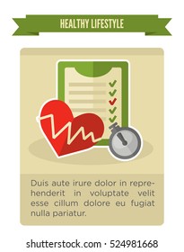 Healthy lifestyle template design. Vector wellness concept flat Illustration.