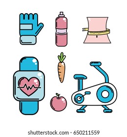 healthy lifestyle tools icons to practice exercise