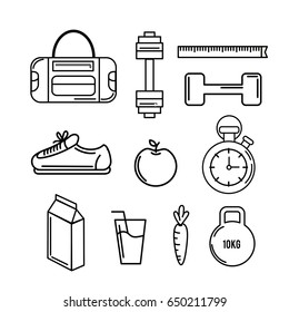healthy lifestyle tools icons to practice exercise