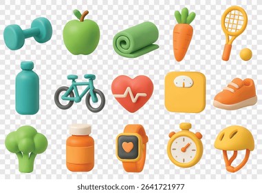 Healthy Lifestyle Vector 3D Icon Set