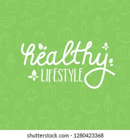 Healthy lifestyle vector background - can illustrate any topics about healthy diet, eating, vegetarian or vegan lifestyle or sustainable agriculture