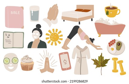 Healthy lifestyle vector collection, Healthy elements, healthy habits