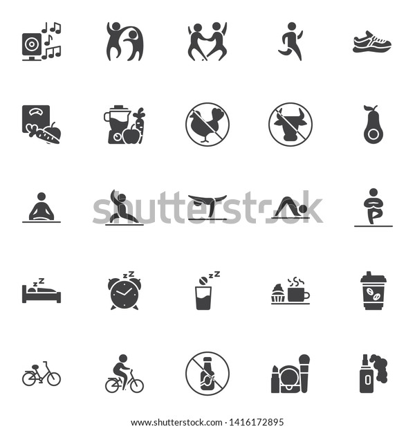 Healthy Lifestyle Vector Icons Set Modern Stock Vector Royalty Free 1416172895 Shutterstock 3767