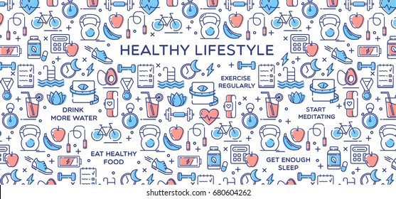 Healthy Lifestyle Vector Illustration, Dieting, Fitness & Nutrition
