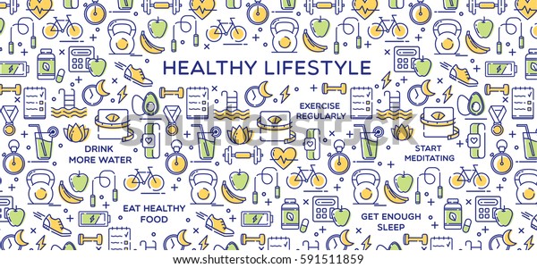 Healthy lifestyle vector illustration,\
dieting, fitness and\
nutrition.\
