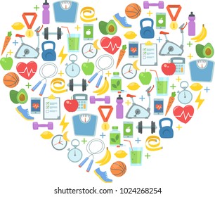 Healthy Lifestyle Vector Illustration. Fitness, Nutrition and Health.

