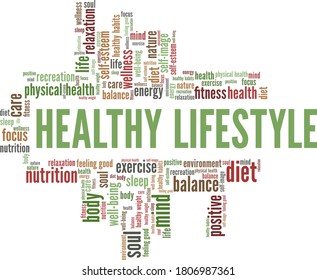 Healthy Lifestyle Vector Illustration Word Cloud Stock Vector (Royalty ...