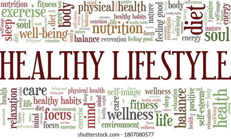 Healthy Lifestyle Vector Illustration Word Cloud Stock Vector (Royalty ...