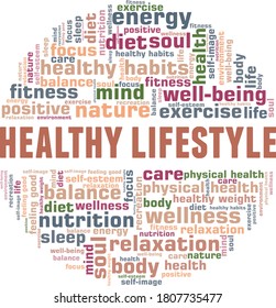 Healthy Lifestyle Vector Illustration Word Cloud Stock Vector (Royalty ...