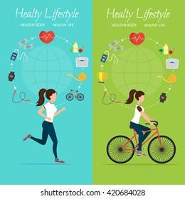 Healthy lifestyle vector set