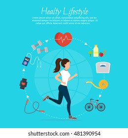 Healthy lifestyle vector set and fitness different sports