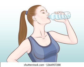 Healthy lifestyle. Water balance. The girl drinks water.