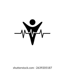 Healthy lifestyle wellness heartbeat fitness icon.