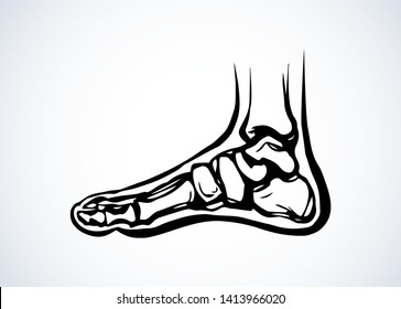 Healthy limb posture section element diagnostic concept on white text space. Black line hand drawn hip medial care logo pictogram emblem chart in doodle art vintage style. Analysis abstract side view