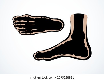 Healthy limb posture section element diagnostic concept on white text space. Black line hand drawn hip medial care logo pictogram emblem chart in doodle art vintage style. Analysis abstract side view