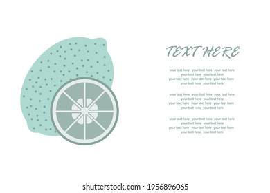 Healthy lime with a slice in a cut on an isolated background below the text. Vector illustration. Healthy fruit.