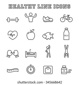 healthy line icons, mono vector symbols