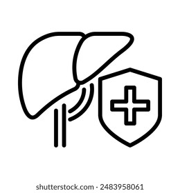 Healthy liver icon. Simple line icon. Isolate on white background. Vector.