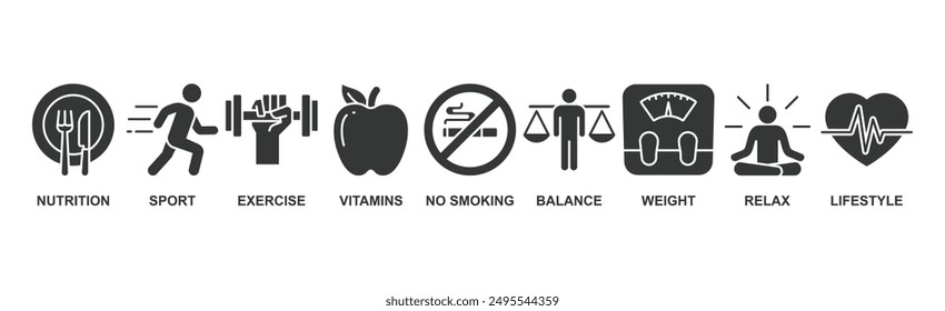 Healthy living banner web icon vector illustration concept with icon