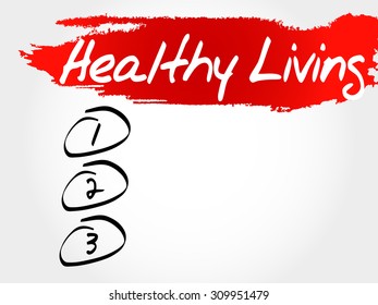 Healthy Living blank list, health concept